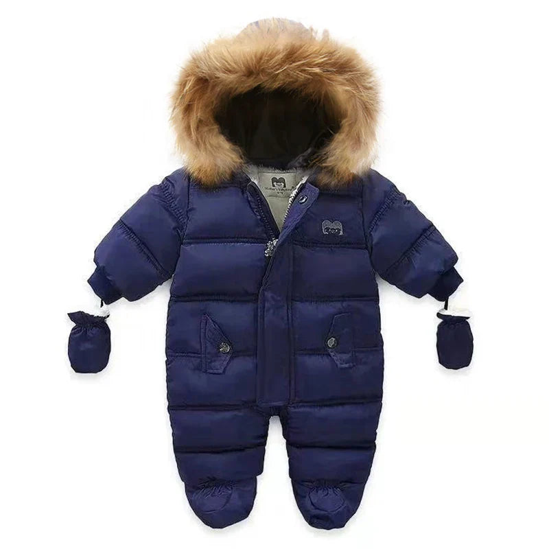 Winter Baby Jumpsuit Thick Warm Infant Hooded Inside