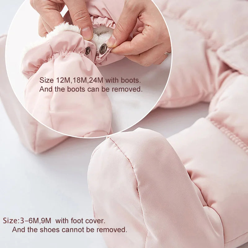 Winter Baby Jumpsuit Thick Warm Infant Hooded Inside