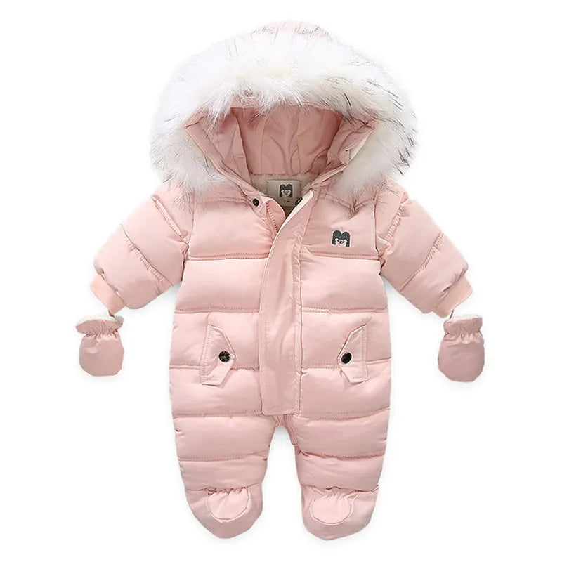 Winter Baby Jumpsuit Thick Warm Infant Hooded Inside