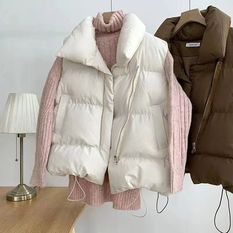 Winter Coat for Women Vests Stand Collar Sleeveless