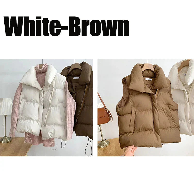 Winter Coat for Women Vests Stand Collar Sleeveless