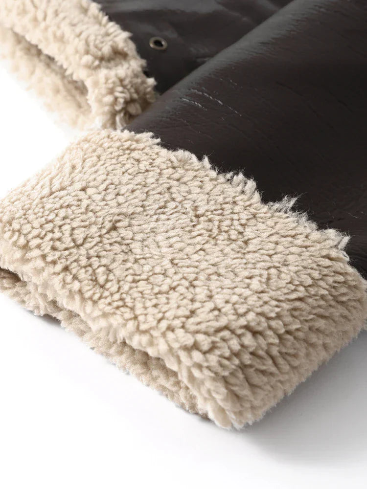Winter Fur Integrated Lapel Women Jacket Long sleeve