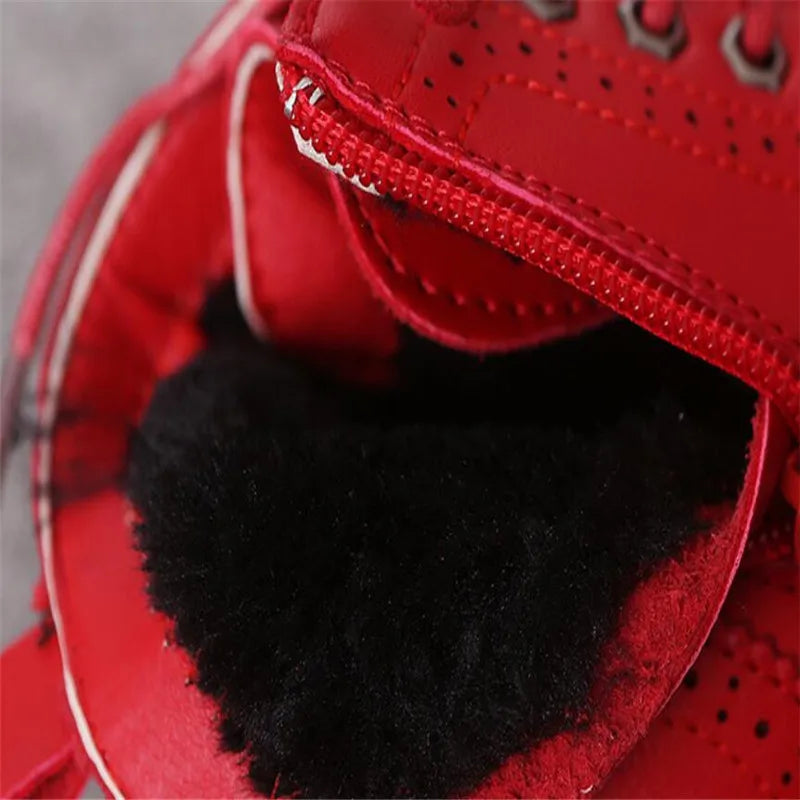 Winter Kids Boots Girl Leather Shoes Solid Fashion