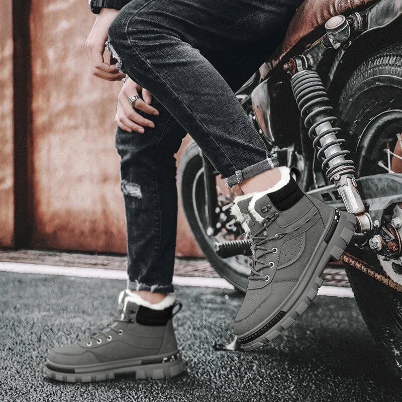 Winter Men Cotton Shoes Thick Sole Fashion Motorcycle