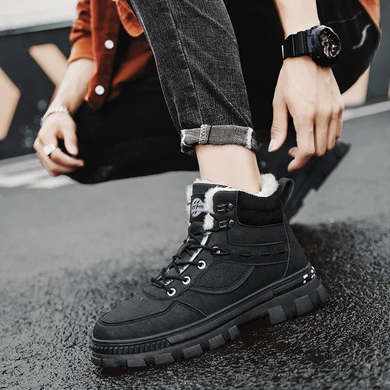Winter Men Cotton Shoes Thick Sole Fashion Motorcycle