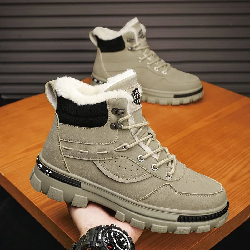 Winter Men Cotton Shoes Thick Sole Fashion Motorcycle