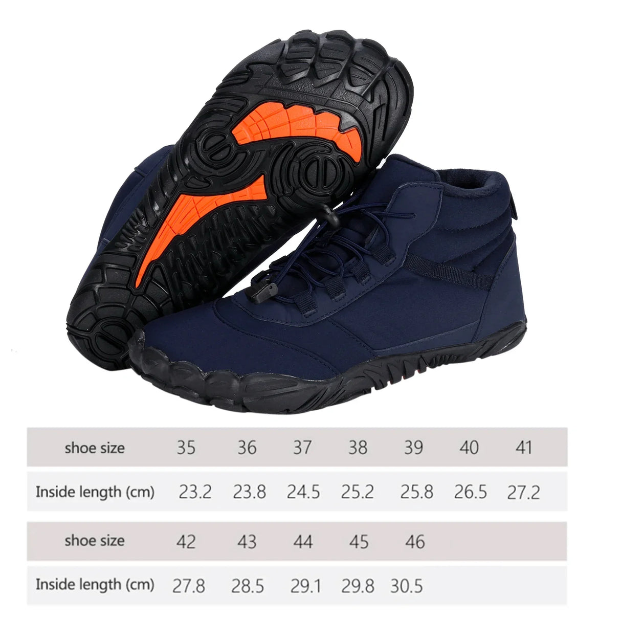 Winter Warm Running Barefoot Shoes Women Men Rubber