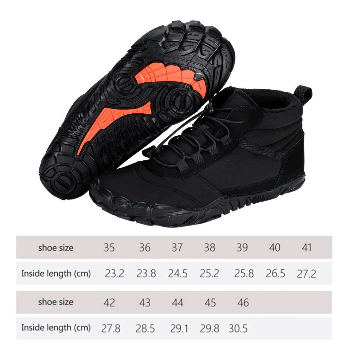 Winter Warm Running Barefoot Shoes Women Men Rubber