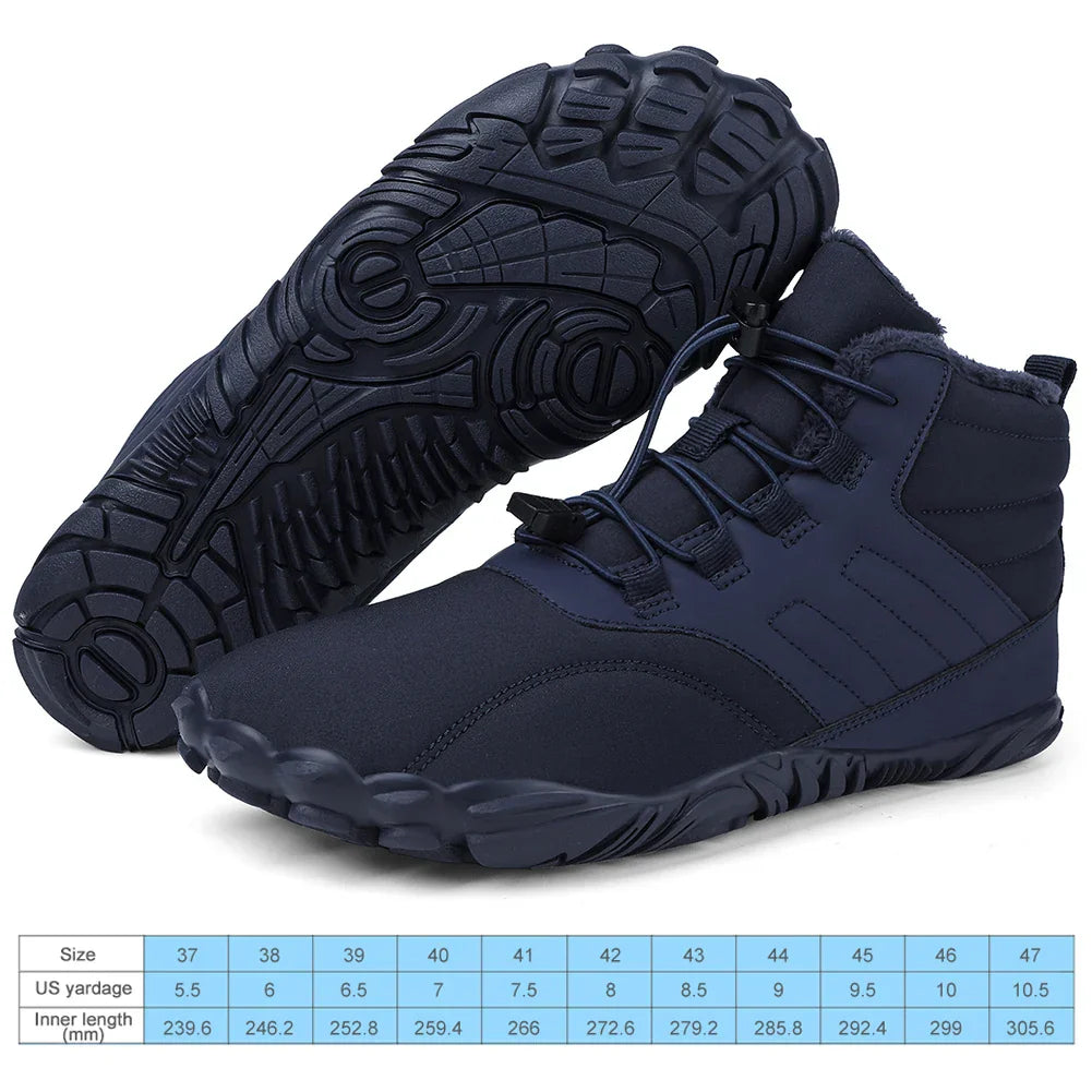 Winter Warm Running Barefoot Shoes Women Men Rubber