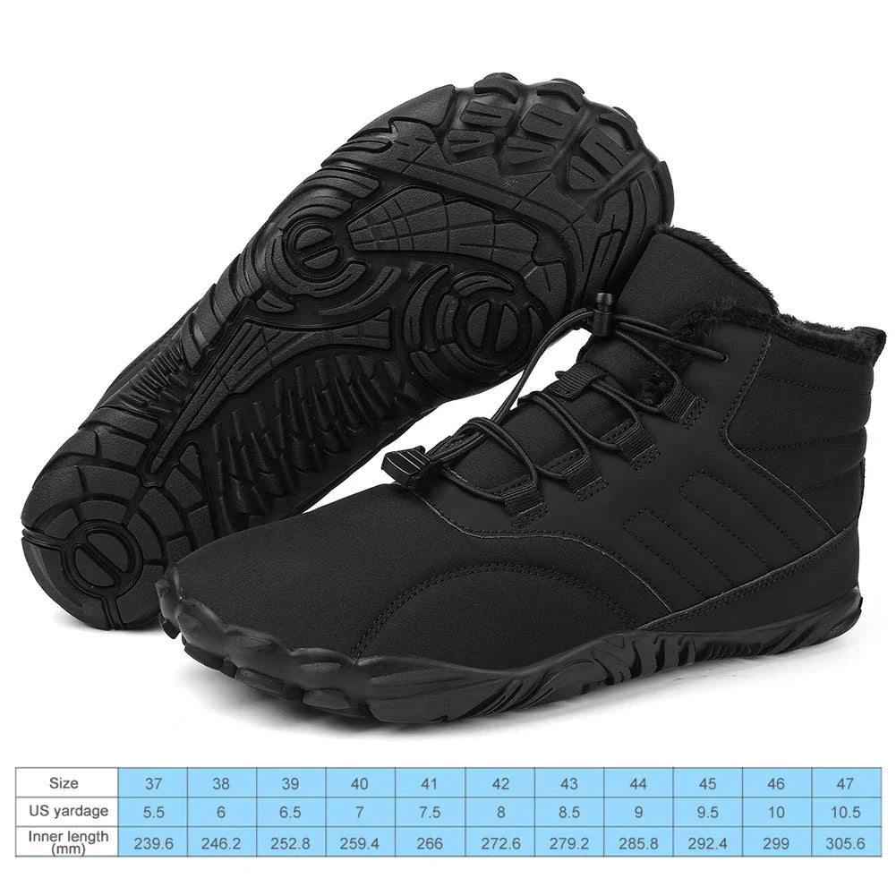 Winter Warm Running Barefoot Shoes Women Men Rubber