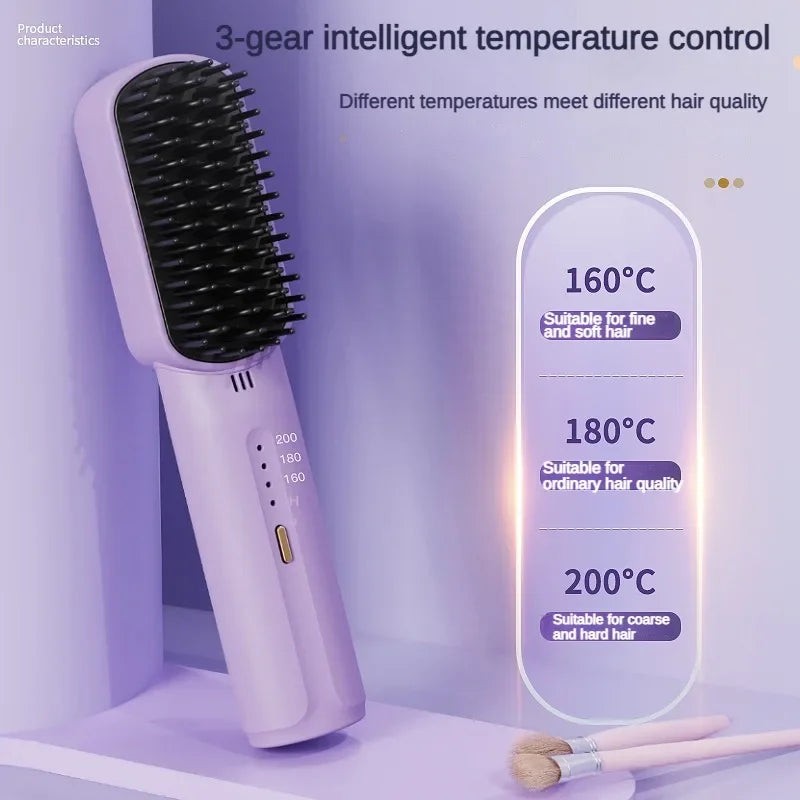Wireless Hair Straighteners 3200mAh Mini Hot Comb Dryer