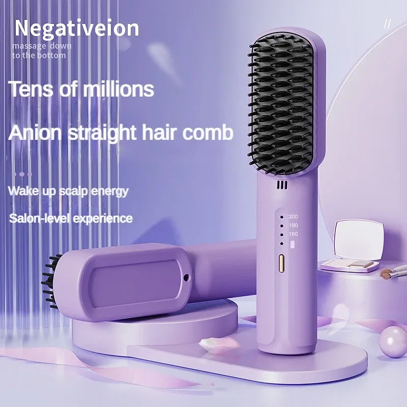 Wireless Hair Straighteners 3200mAh Mini Hot Comb Dryer