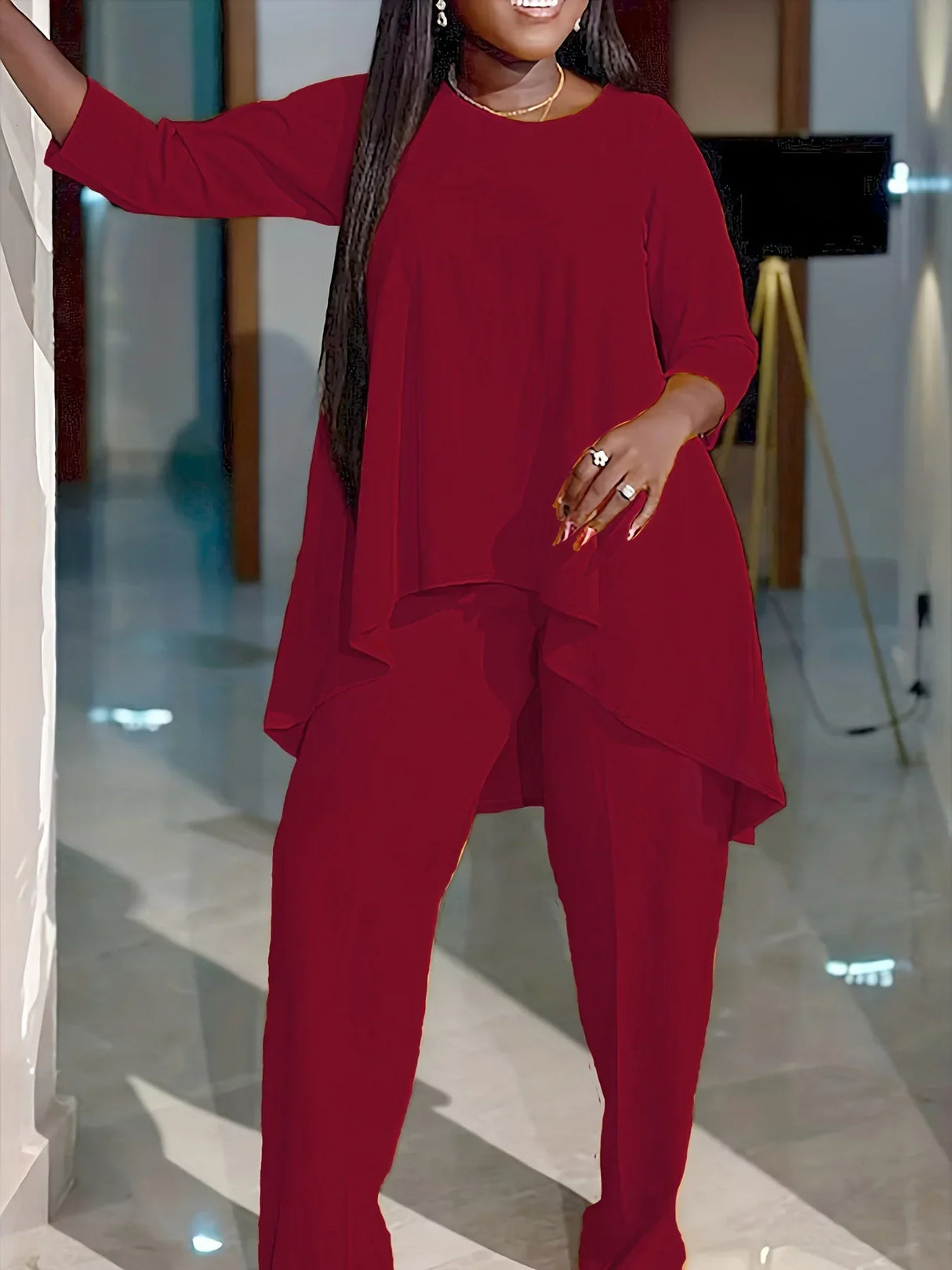 Wmstar Plus Size Pants Sets Women Two Piece
