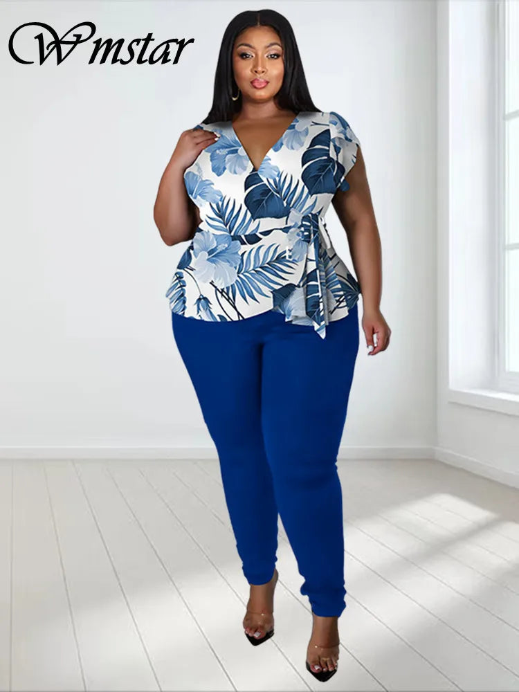 Wmstar Plus Size Two Piece Outfits Pants Sets