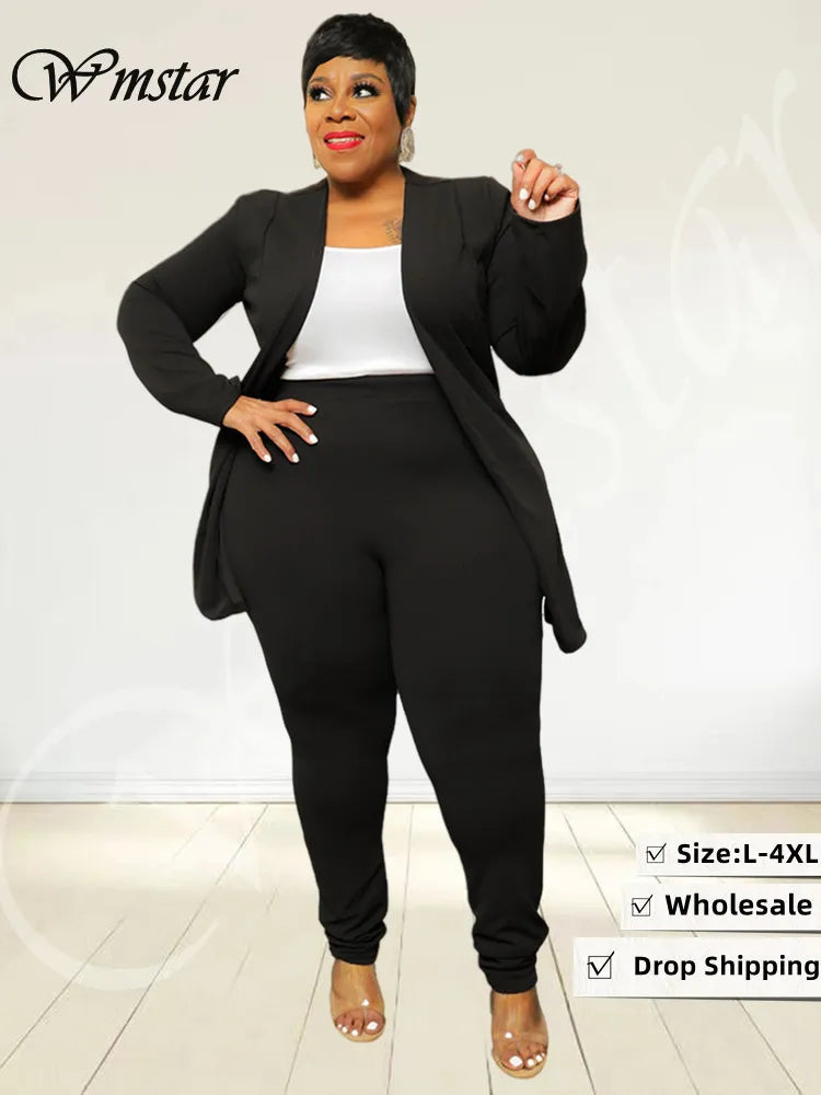 Wmstar Plus Size Two Piece Outfits Women Matching