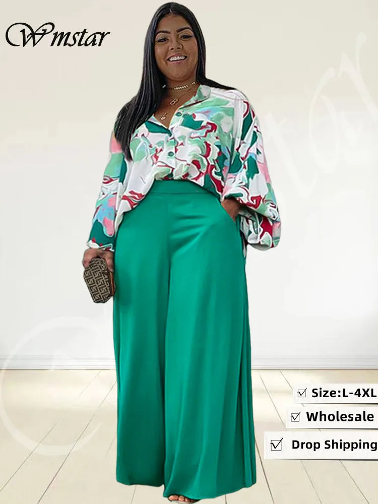Wmstar Plus Size Two Piece Set Women 2022