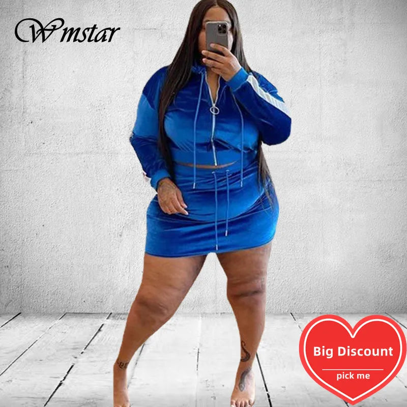 Wmstar Plus Size Women Clothes Velvet Sweatsuit 2
