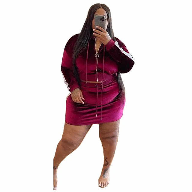 Wmstar Plus Size Women Clothes Velvet Sweatsuit 2