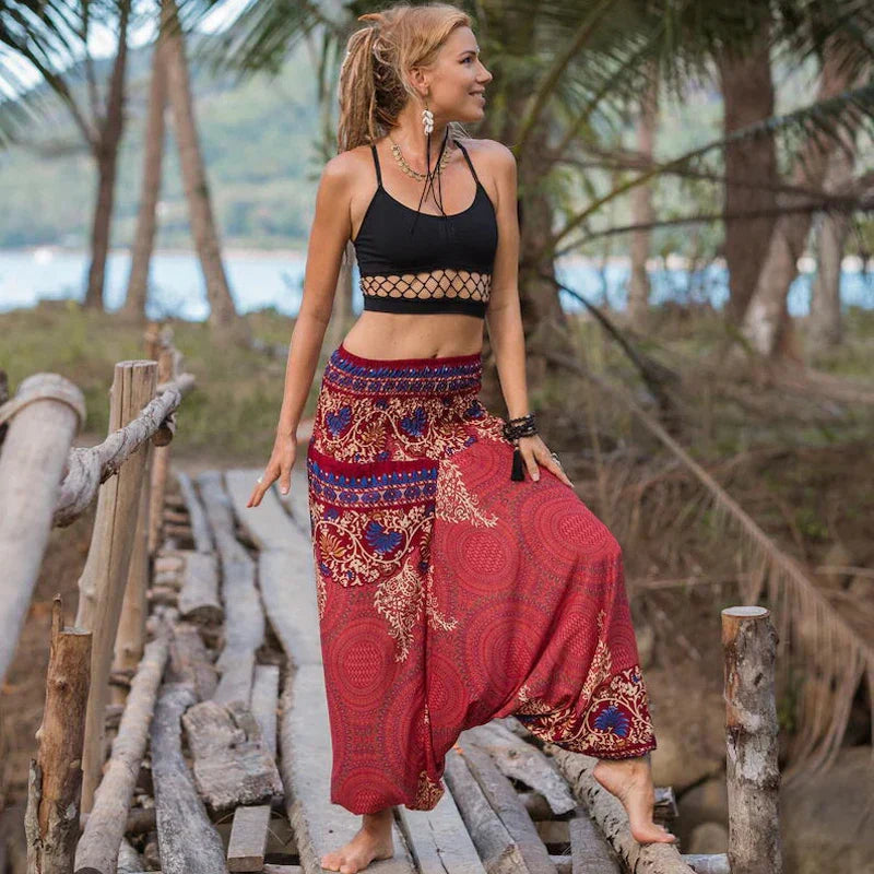 Women Causal Print Hippy Baggy Sari Wide Leg