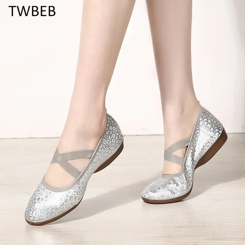 Women Dance Standard Low Heel Shoes Ladies Girls