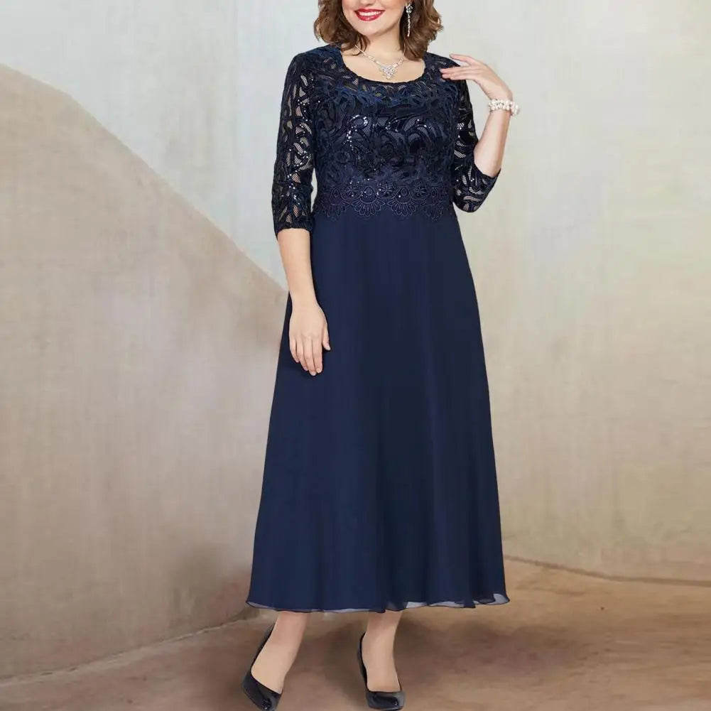 Women Dress O-Neck Half Sleeve Waist Tight Dress