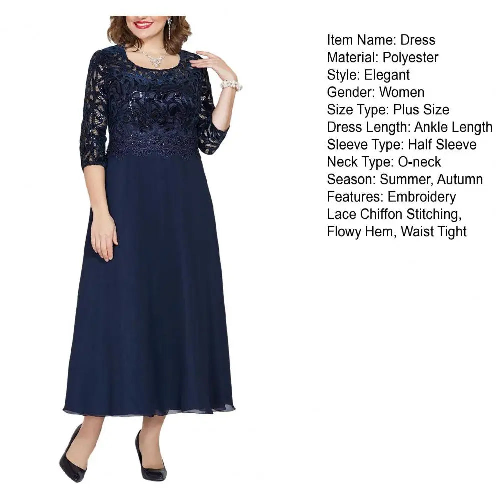 Women Dress O-Neck Half Sleeve Waist Tight Dress