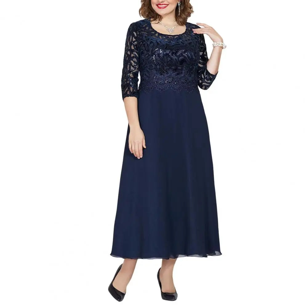 Women Dress O-Neck Half Sleeve Waist Tight Dress