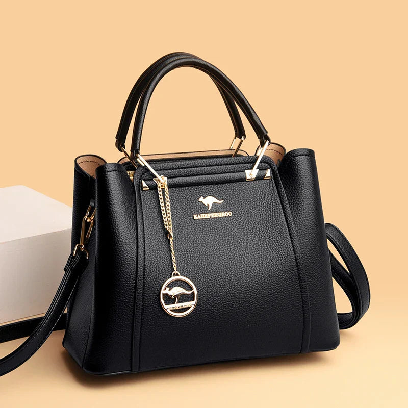 Women Soft Leather Handbags Luxury Designer 3 Layers