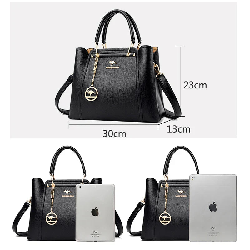 Women Soft Leather Handbags Luxury Designer 3 Layers