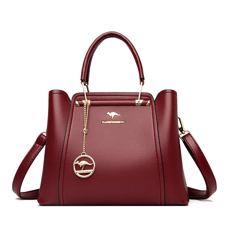 Women Soft Leather Handbags Luxury Designer 3 Layers