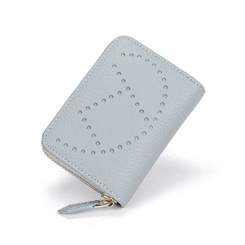 Women Wallet Small Hollow Woman Short Cow Leather ID Credit Card Holder Name Cards Case Pocket Organizer Money Phone Coin Bag