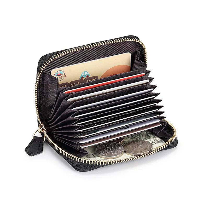 Women Wallet Small Hollow Woman Short Cow Leather ID Credit Card Holder Name Cards Case Pocket Organizer Money Phone Coin Bag