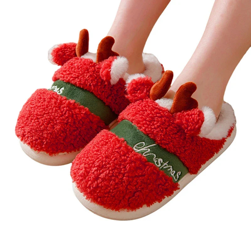 Women s Christmas Fuzzy Slippers Soft Comfy Antler