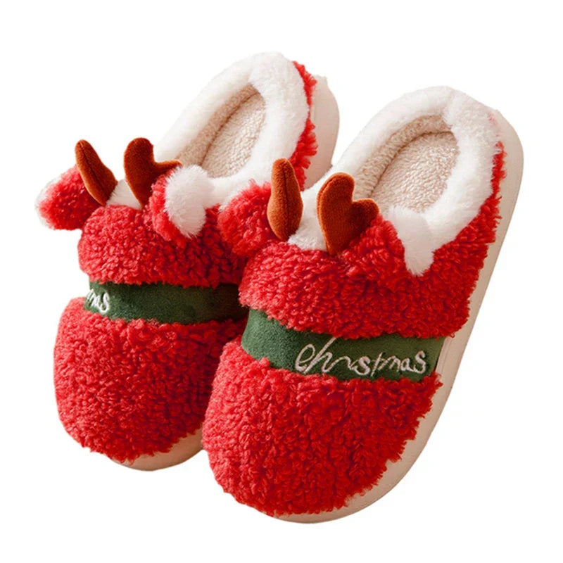 Women s Christmas Fuzzy Slippers Soft Comfy Antler