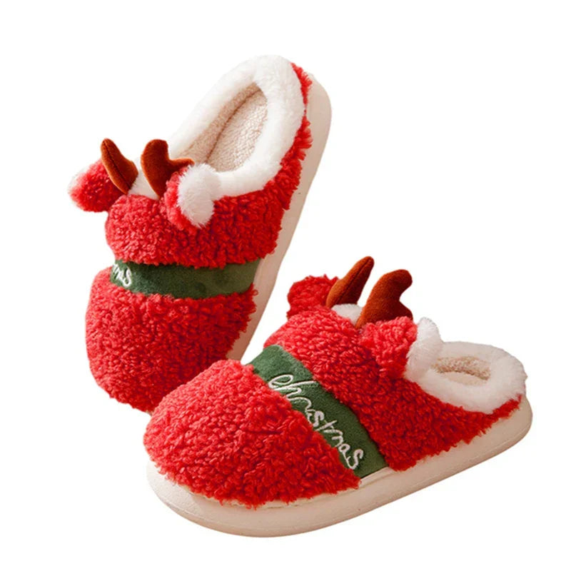 Women s Christmas Fuzzy Slippers Soft Comfy Antler
