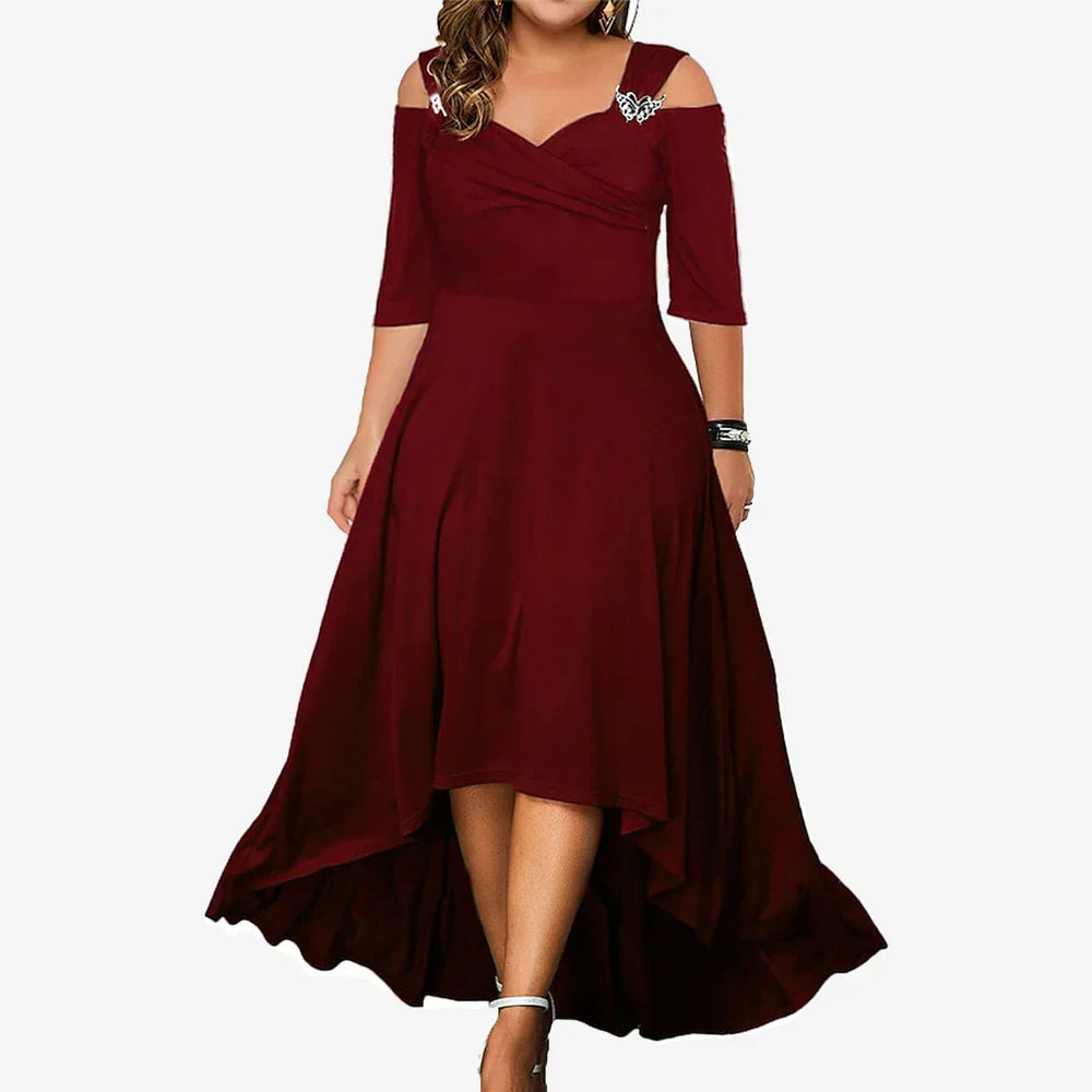 Women's Solid Long Sleeve Knit Split Dress Ladies