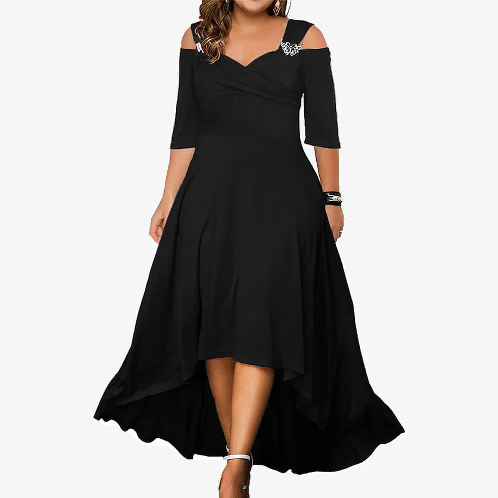 Women's Solid Long Sleeve Knit Split Dress Ladies