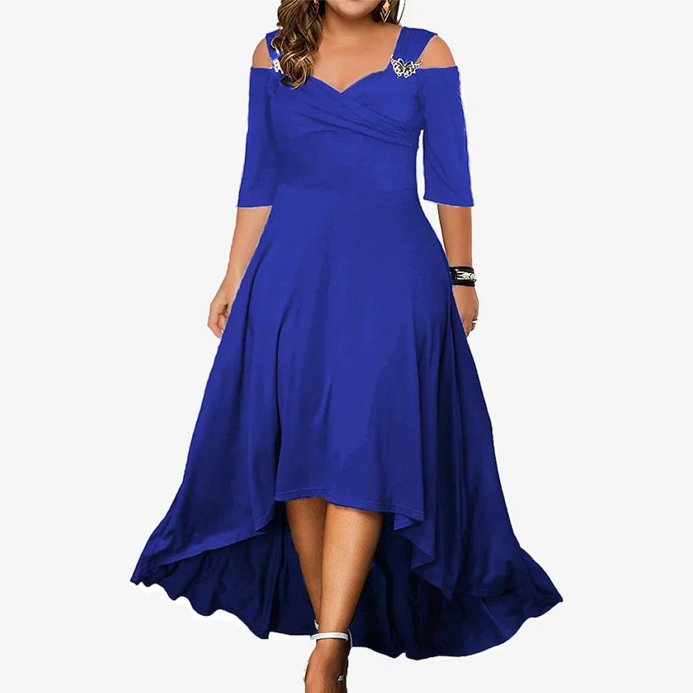 Women's Solid Long Sleeve Knit Split Dress Ladies