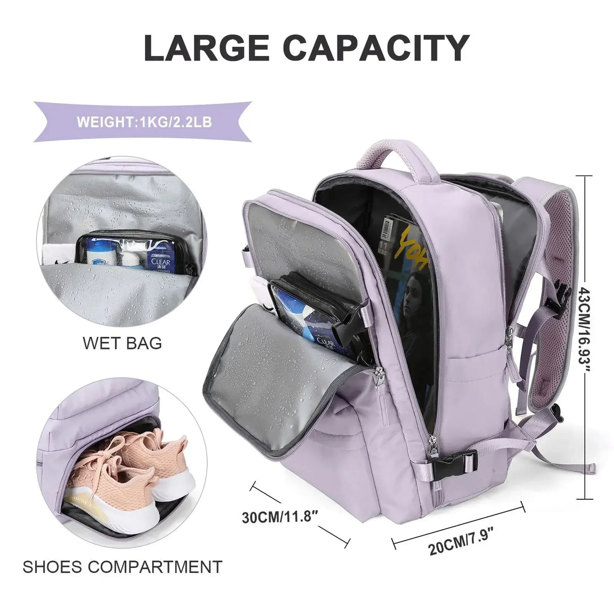 Women's Travel Backpack Bag Large Capacity MultiFunction Suitcase