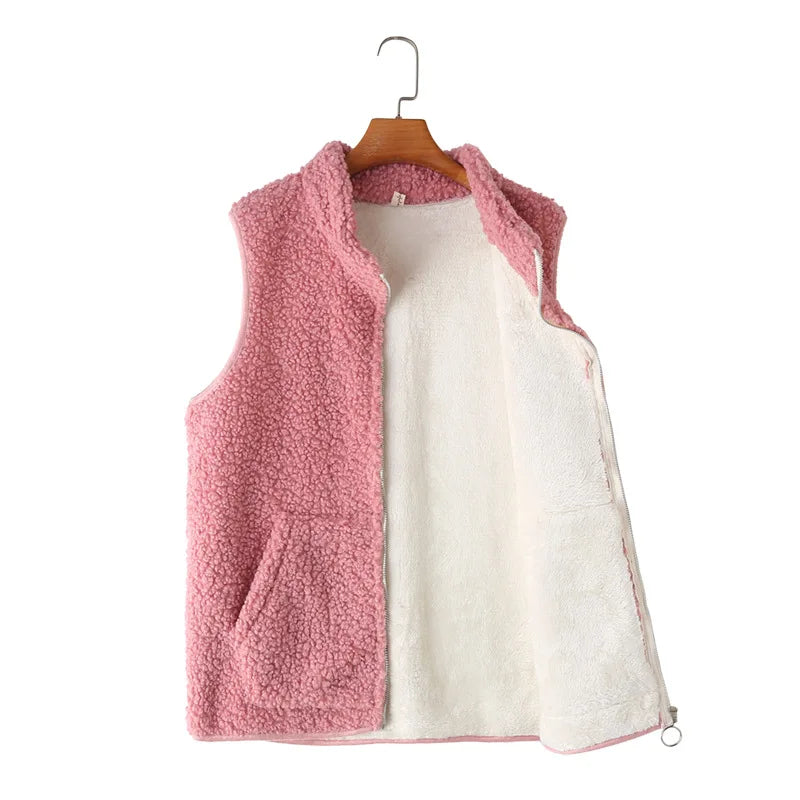 Womens Plus Size Polar Fleece Vests Winter Casual