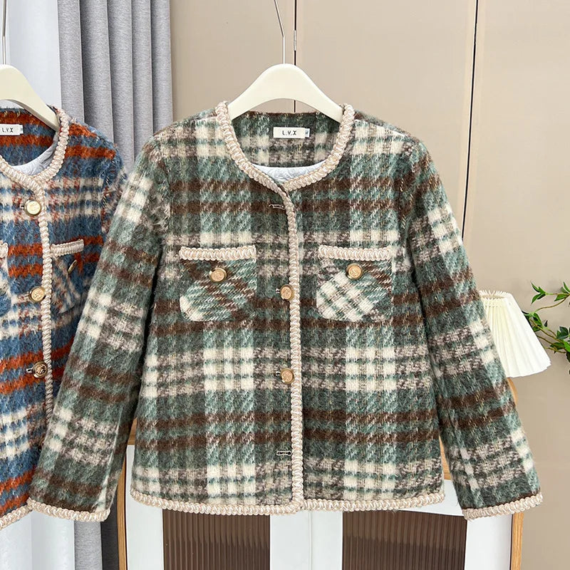 Womens Plus Size Woollen Jacket Autumn Casual Clothing