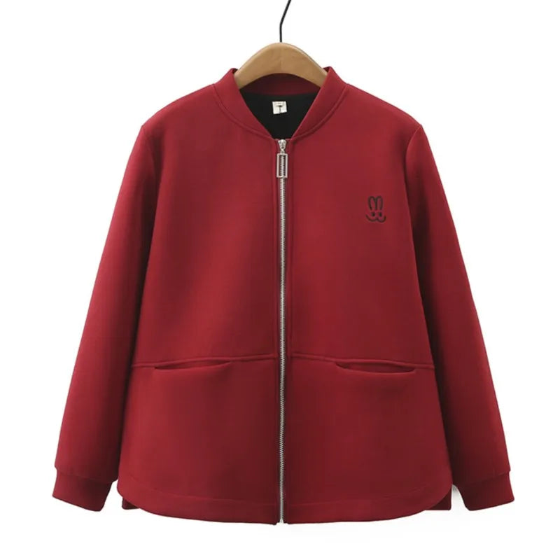 Womens Plus Size Zipper Jacket Autumn Casual Clothing