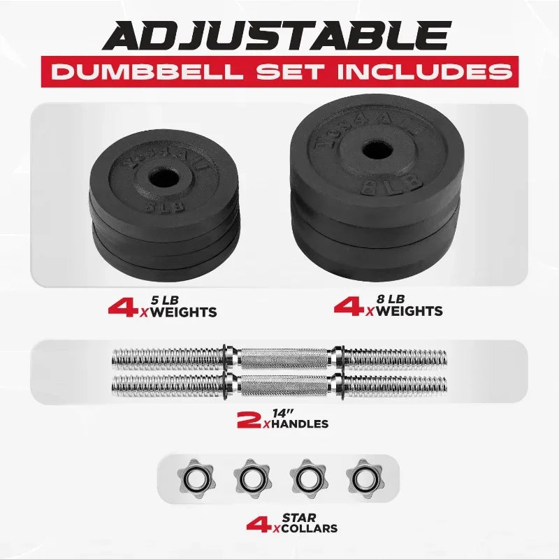 Yes4All Cast Iron Weights Adjustable Dumbbell Sets for