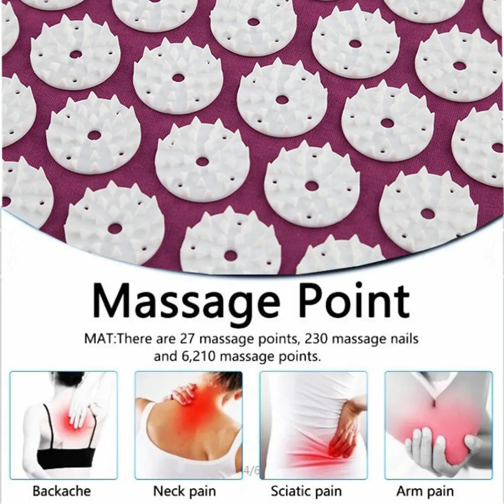 Yoga Massage Mat Acupressure Relieve Stress Back Cushion