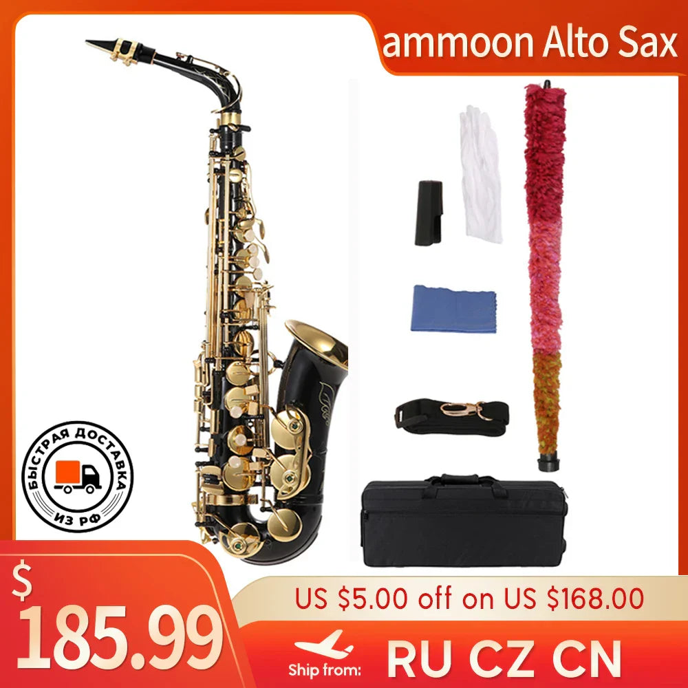 ammoon Eb Alto Saxophone Brass Lacquered Gold Lacquer