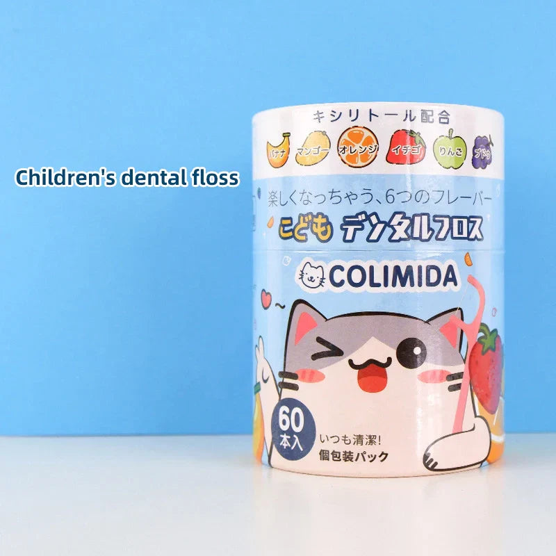 milk teeth 60Pcs Children's Dental Floss Cartoon Animal