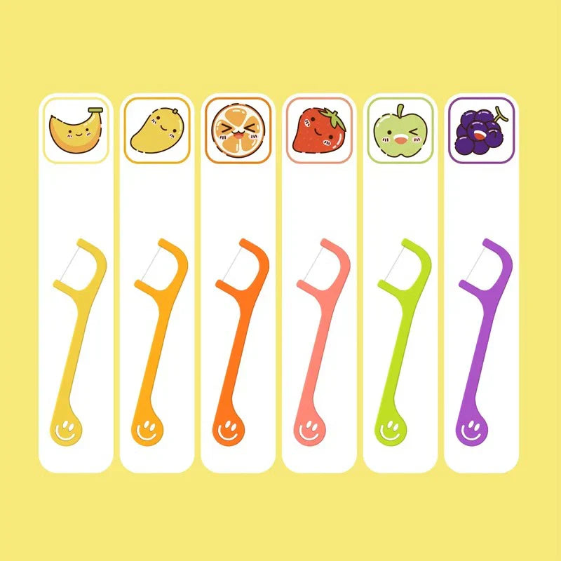 milk teeth 60Pcs Children's Dental Floss Cartoon Animal
