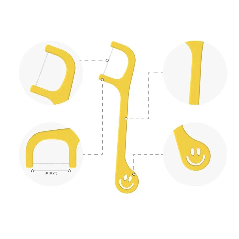 milk teeth 60Pcs Children's Dental Floss Cartoon Animal