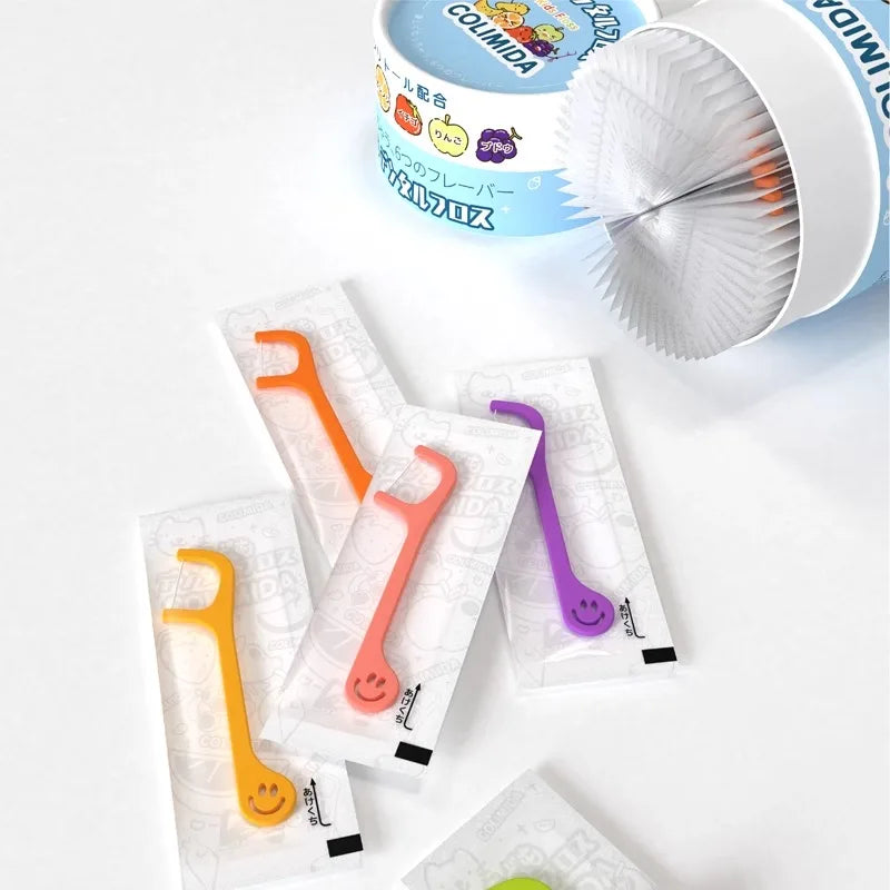 milk teeth 60Pcs Children's Dental Floss Cartoon Animal