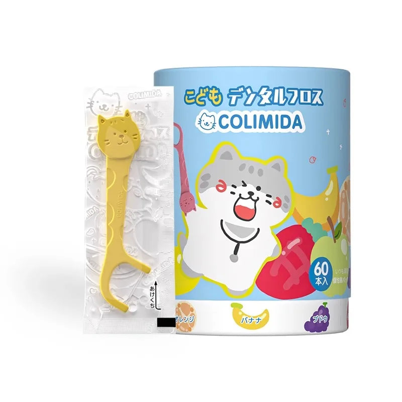 milk teeth 60Pcs Children's Dental Floss Cartoon Animal